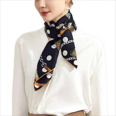 black twill silk scarf