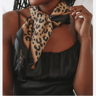 Leopard Print Satin Scarf