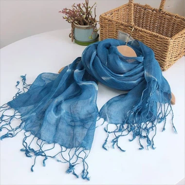 Silk Satin Scarf With Tassel Ends
