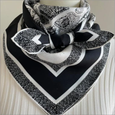 Silk Twill Scarf in Black