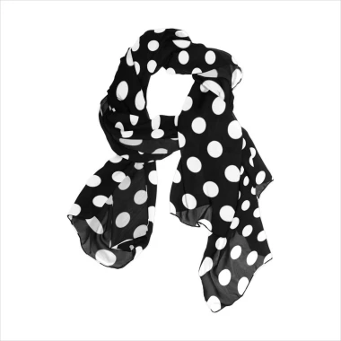 Twill Scarf With White Polka Dot